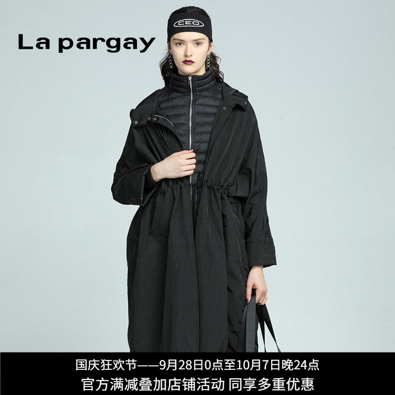 Lapargay纳帕佳秋冬款女装黑中长款羽绒服上衣外件随机发不指定