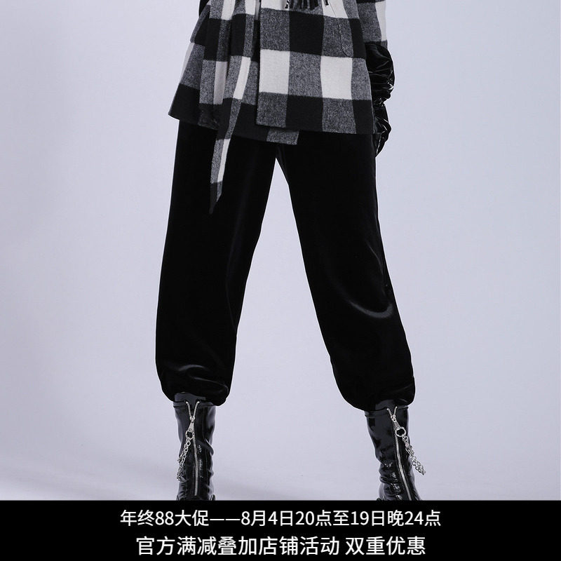 纳帕佳黑丝绒显瘦阔腿休闲裤女
