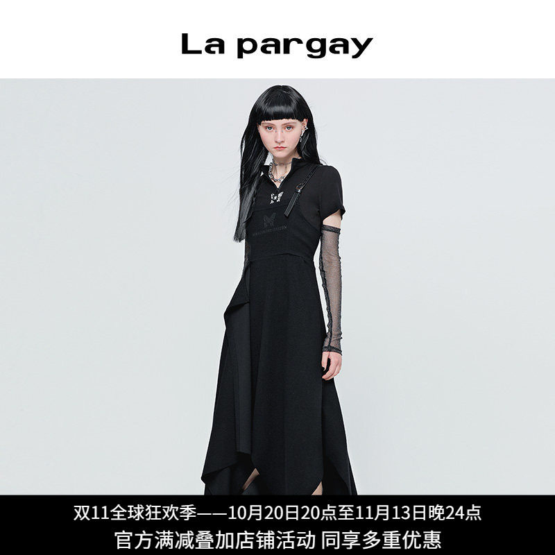 纳帕佳暗黑风高腰吊带连衣裙