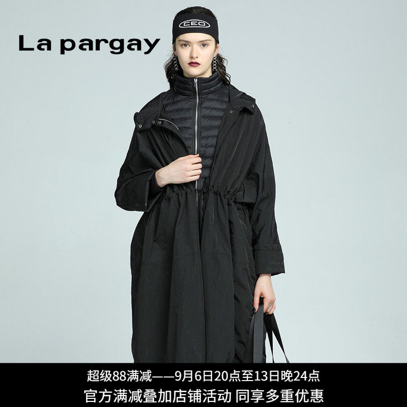 Lapargay纳帕佳秋冬款女装黑中长款羽绒服上衣外件随机发不指定
