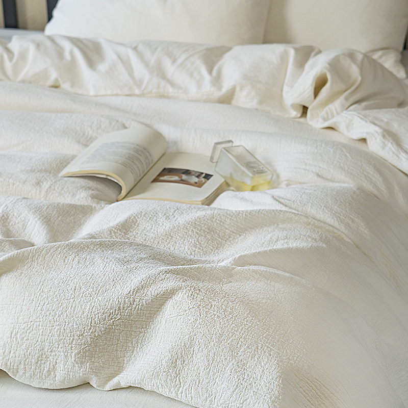 德国进口A类原棉新疆棉白色100纯棉民宿四件套被套日式全棉床单简