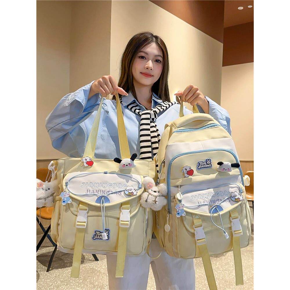高颜值书包初中女生小学生多巴胺可爱轻便双肩包高中生大容量背包
