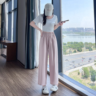 冰丝九分裤女夏季薄款休闲小个子八分裤夏天速干运动直筒阔腿裤子