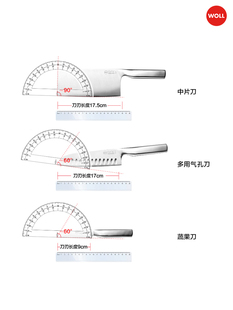 WOLL刀具德国进口不锈钢一体厨房厨师专用家用菜刀水果多用气孔刀