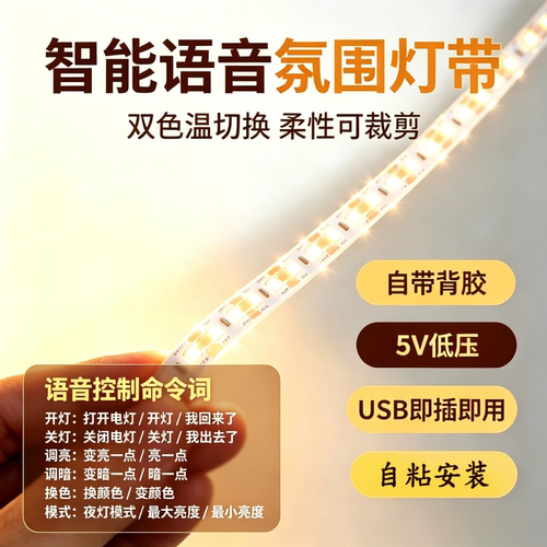 5V智能语音氛围灯带双色温切换