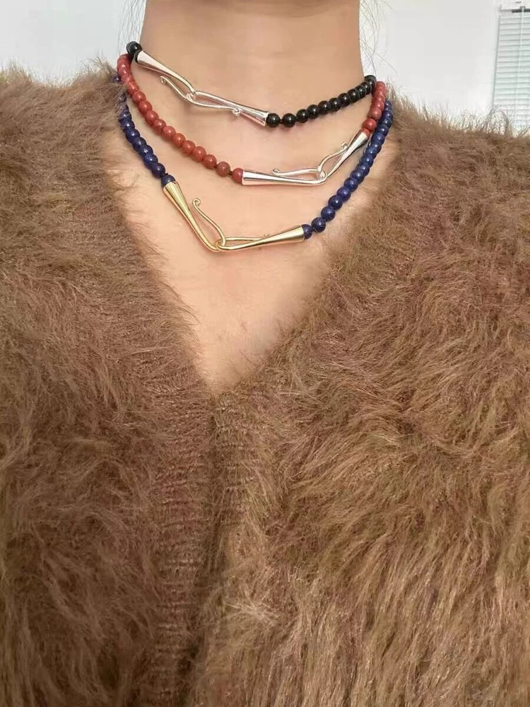 Sophie Buhai天然玛瑙石珍珠项链铜镀18k金配件不掉色高级锁骨链