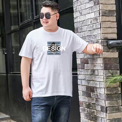 夏季薄款短袖T恤男士宽松汗衫中青年大码肥佬打底衫大圆领半袖t恤