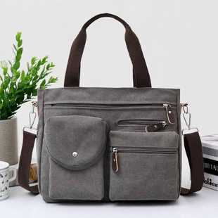 新款简约复古帆布包男款手提商务公文包百搭潮时尚休闲单肩斜挎包