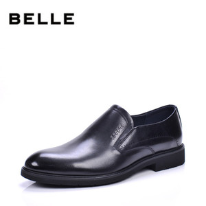 Belle/百丽男鞋秋季商务休闲单鞋低帮套脚商务正装办公室真皮皮鞋