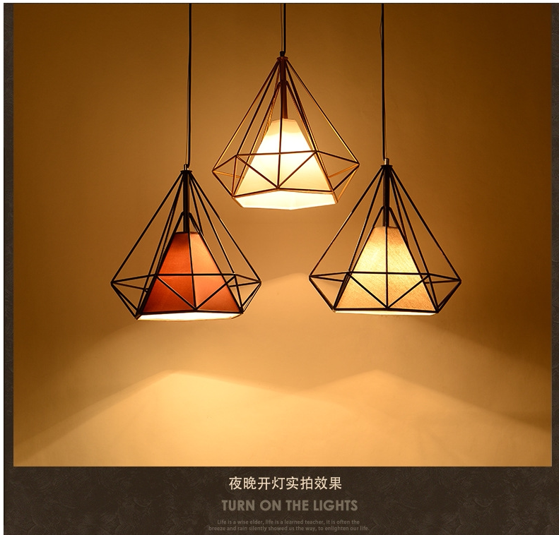 定制 美式复古工业风铁艺鸟笼钻石吊灯现代北欧创意艺术酒吧书房