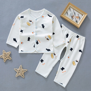 新生儿纯棉内衣 初生婴儿衣服0-3个月男女宝宝和尚服春夏秋季套装