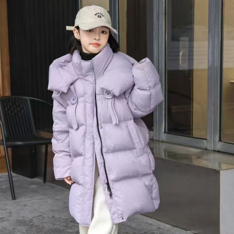 女童羽绒棉服冬装2026新款女大童中长款韩版棉衣儿童冬季加厚外套