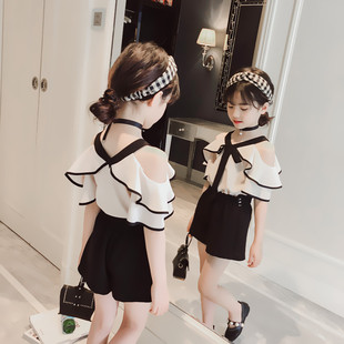 女童套装 小女孩短袖 两件套夏季 2020洋气新款 网红韩版 吊带中大童潮