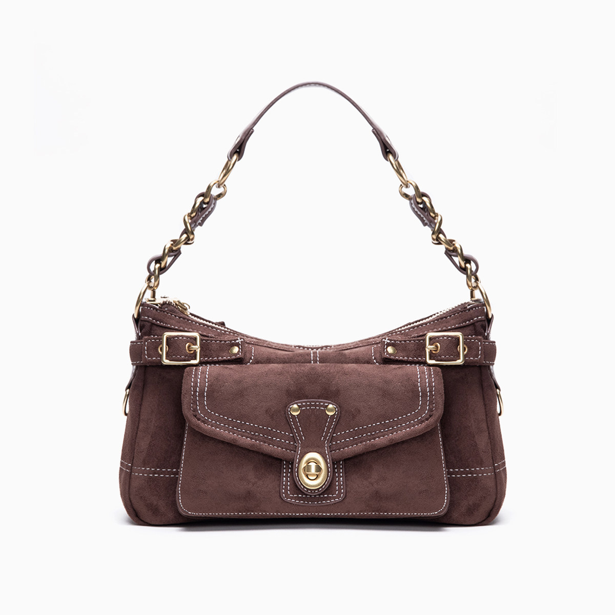 HIATUS复古vintage绒面锁扣链条单肩腋下包中古绒面机文艺小挎包,箱包皮具/热销女包/男包,通用款女包,淘宝优惠券,粉丝福利购,淘宝优惠卷