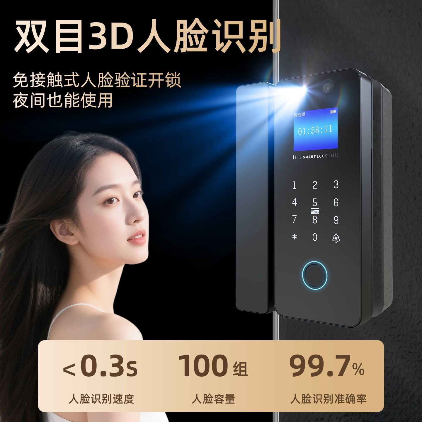 人脸玻璃门指纹锁人脸识别密码锁办公室公司扫脸门禁锁单开双开门,基础建材,室内门智能锁,淘宝优惠券,粉丝福利购,淘宝优惠卷