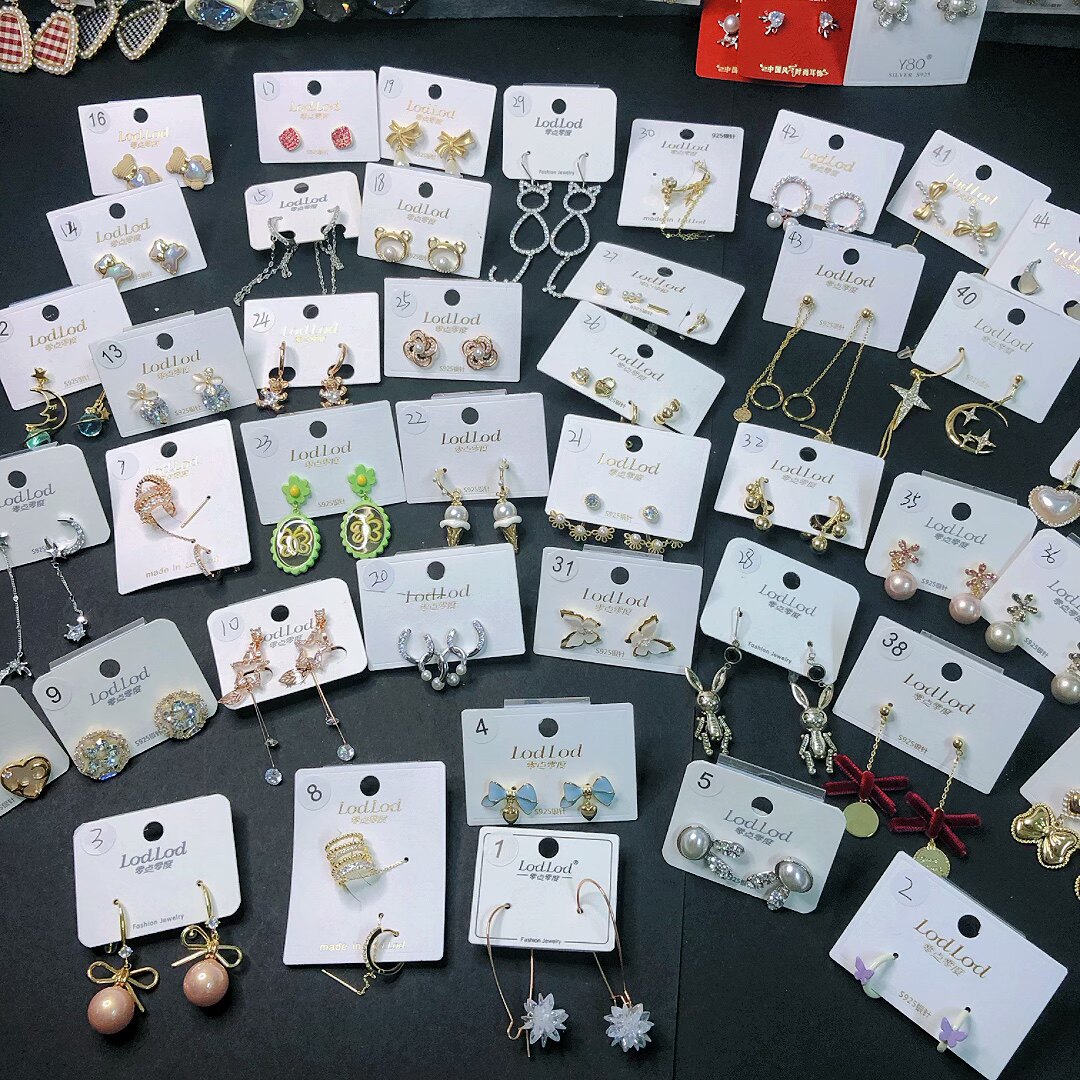 1-45零点零度s925银针珍珠微镶锆石实拍杂款耳钉时尚全新清货耳饰