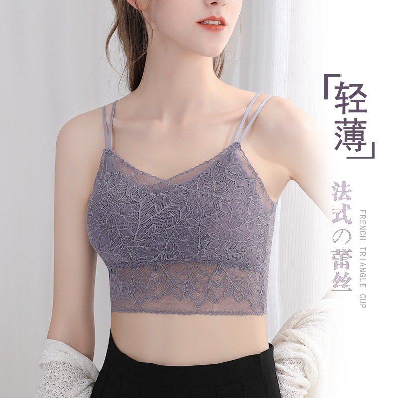 3美背吊带网红爆款新款蕾丝抹胸裹胸薄款防走光花边小背心内衣