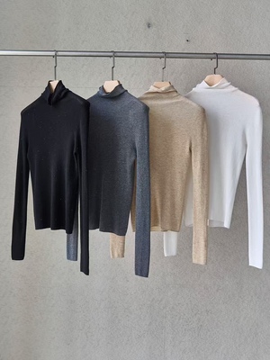 水溶羊毛高保暖い细闪18针60/2扬子纱无缝一体半高领针织冬打底衫