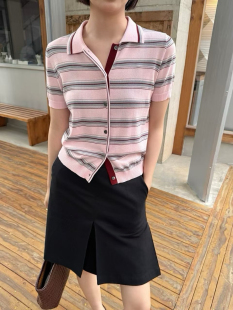 布列塔尼之春 松弛复古海魂条纹polo短袖T恤 干爽棉感 空氣不沾身