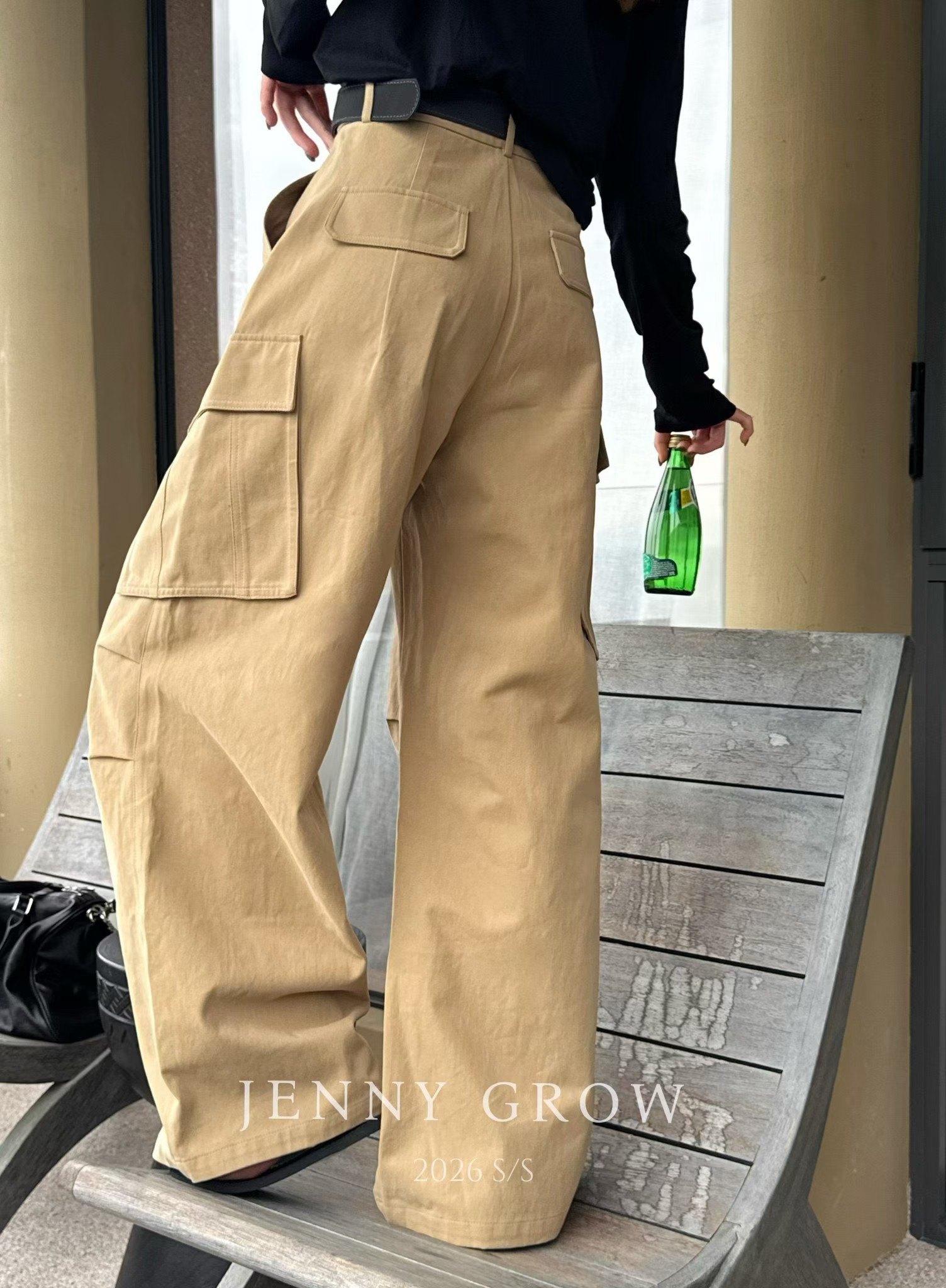 梨形天菜 | 遮胯显瘦绝了 4色时尚大口袋风格松弛显瘦腰带工装裤