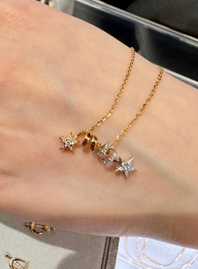 夏夜&星星 日系STAR同款流星莫桑钻项链 925银镀金锁骨链女生礼物