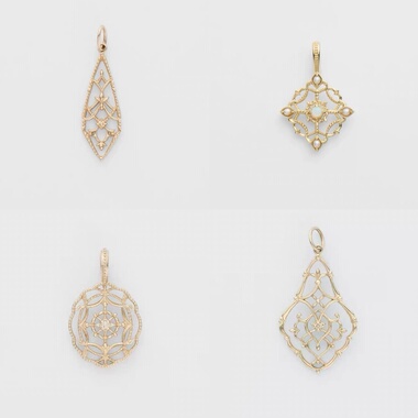 日系agete同款 摩洛哥风情窗花蕾丝925银项链镀金吊坠镂空欧泊女