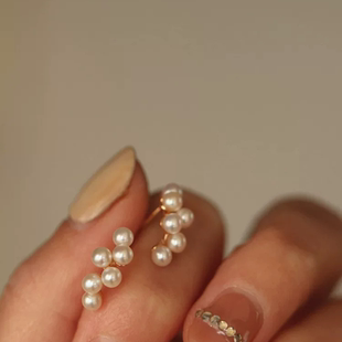 天然淡水珍珠925纯银耳钉 气质通勤 女礼物 小葡萄耳环 M家同款