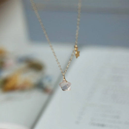 水晶星星元素14k包金项链女