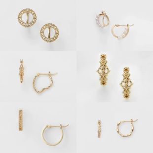 日系age耳扣合集 蕾丝镂空耳圈优雅百搭日常简约款上班耳环耳钉女