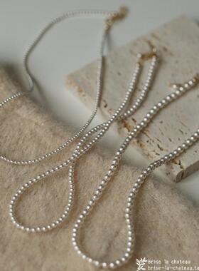 韩国博主同款 施家珍珠正圆光泽亮长项链锁骨链简约礼物女小米珠