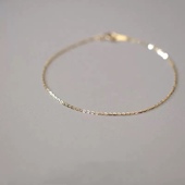 可水洗极细美国进口14k包金925银手链素链女礼物叠戴日常 回馈价