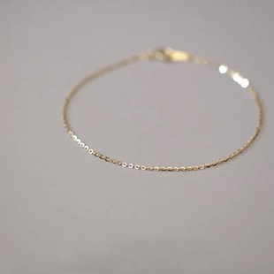 回馈价 可水洗极细美国进口14k包金925银手链素链女礼物叠戴日常