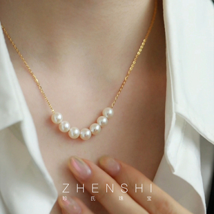 气质轻奢高级感颈链锁骨链 天然淡水正圆珍珠项链女秋冬款 微笑