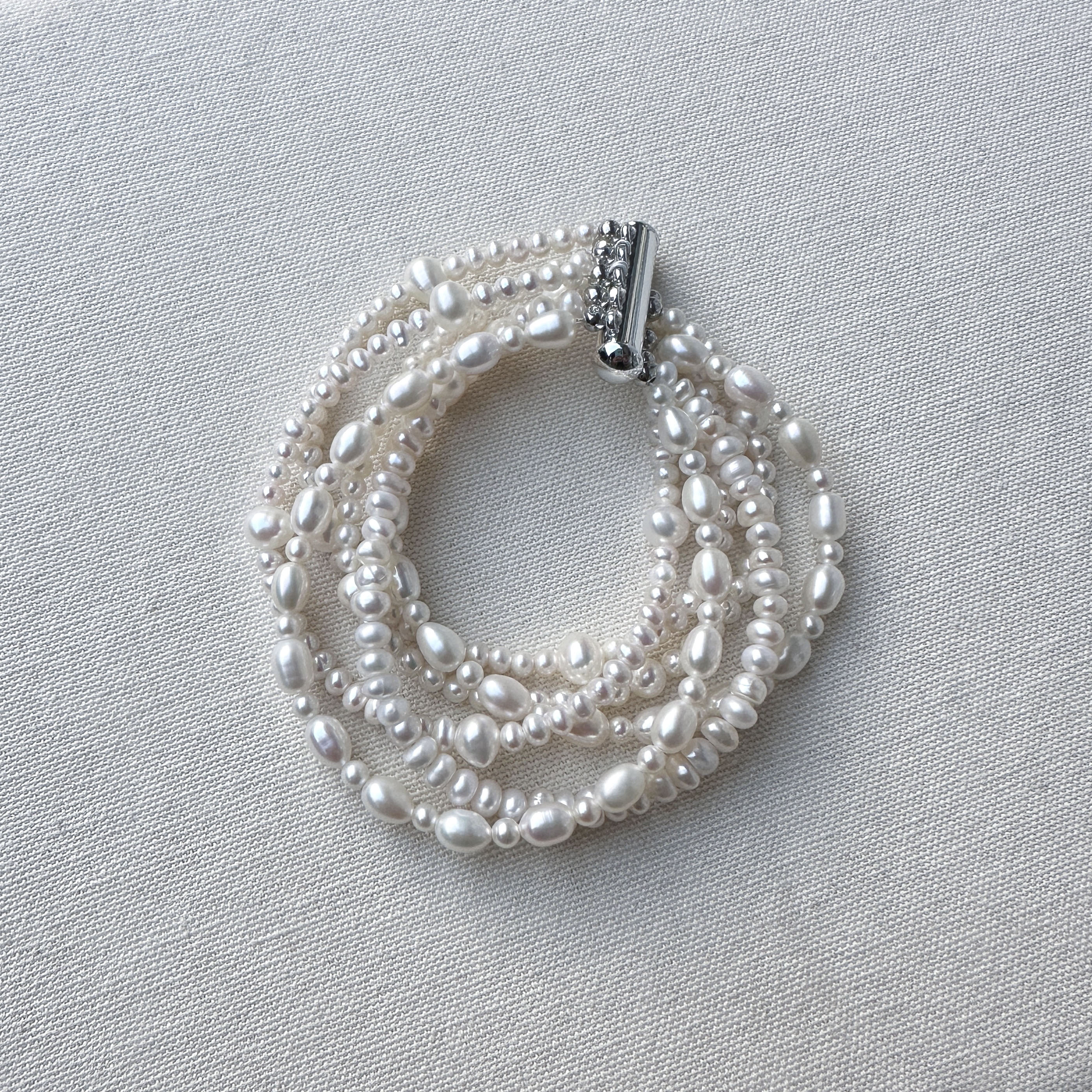 【丝雨】天然淡水珍珠手链女款 多层不规则叠戴温柔气质手串手饰