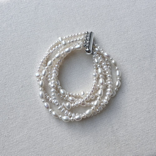 【丝雨】天然淡水珍珠手链女款 多层不规则叠戴温柔气质手串手饰