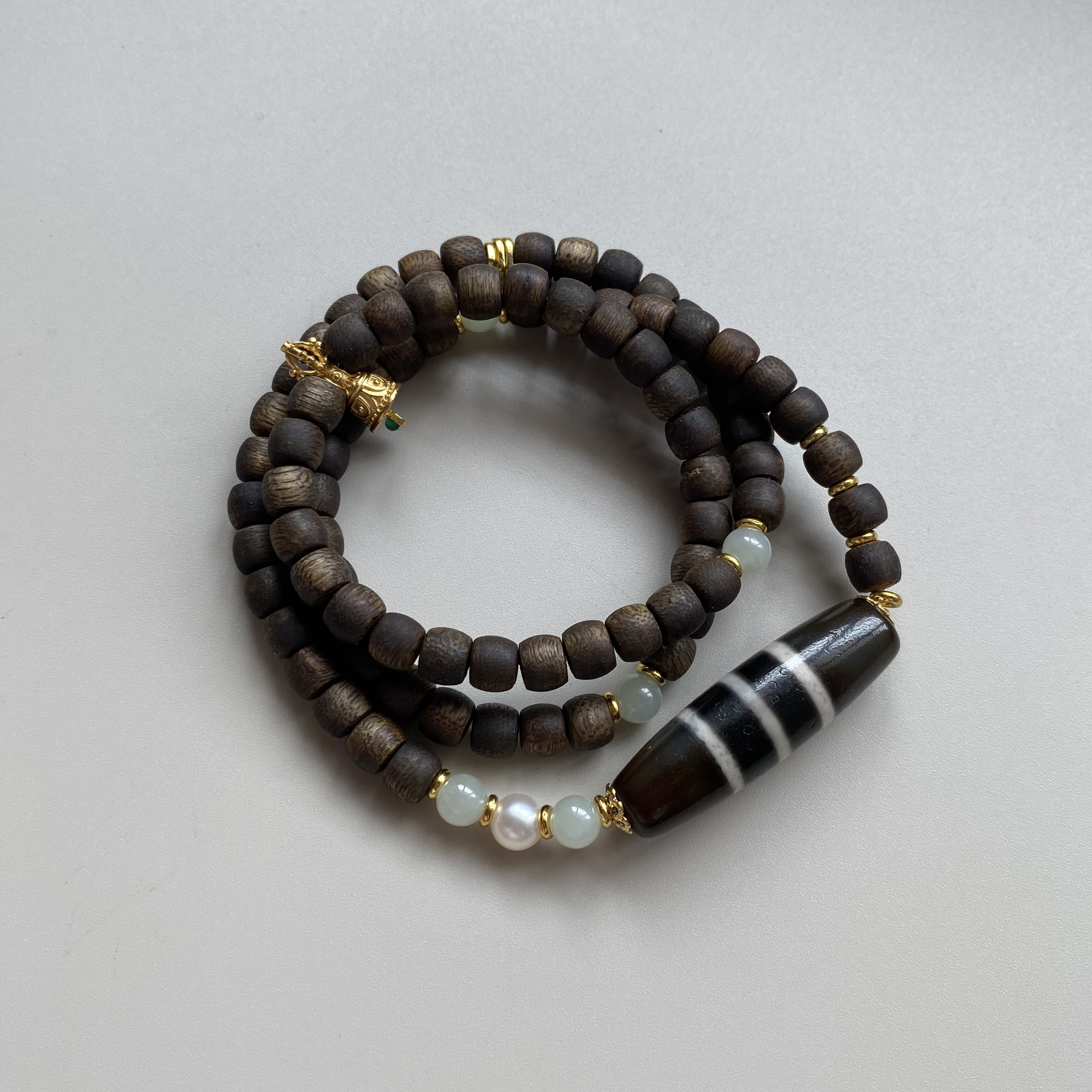 【芸浮界】天然淡水珍珠手链女款 沉香碧玉玛瑙时尚气质手串手饰