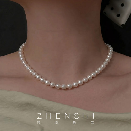 【确确】天然淡水珍珠项链女款S925银强光百搭颈链送妈妈女友礼物