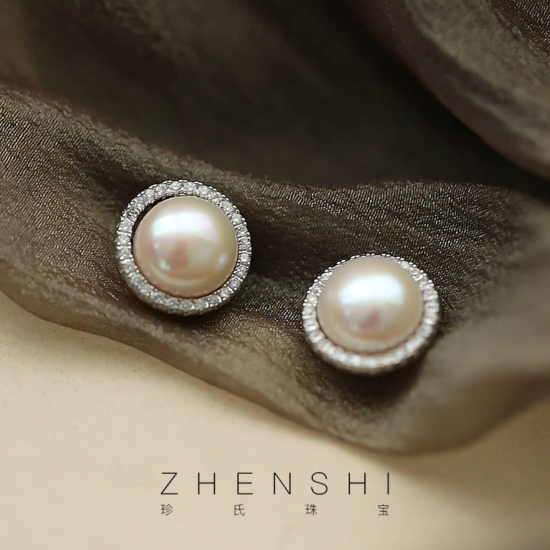 天然淡水珍珠耳钉时尚百
