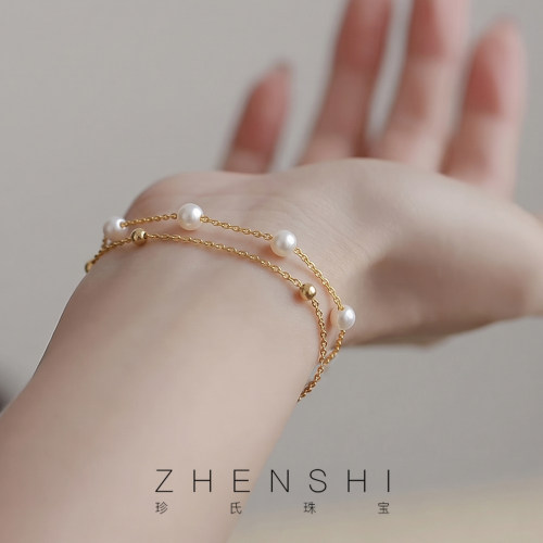 【满天星】正圆天然淡水珍珠手链 优雅小众女款轻奢满天星手串