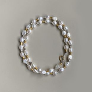 巴洛克轻奢精致秋冬毛衣链60cm 天然淡水异形珍珠项链女款 喜秀