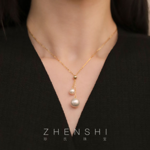 气质轻奢小众颈链锁骨链 天然淡水珍珠吊坠项链正圆女时尚 月影