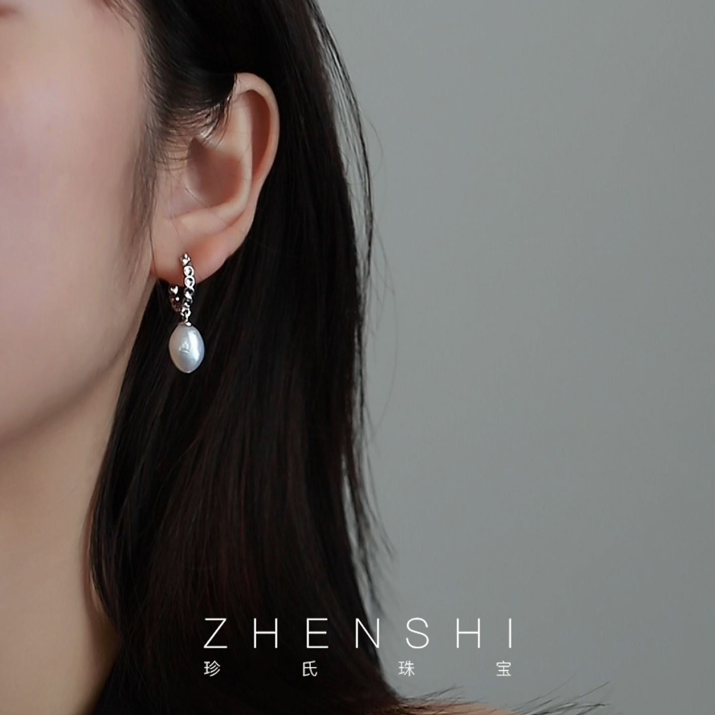 【屿夏】天然淡水珍珠耳圈女款 巴洛克时尚优雅灵动精致耳坠耳饰