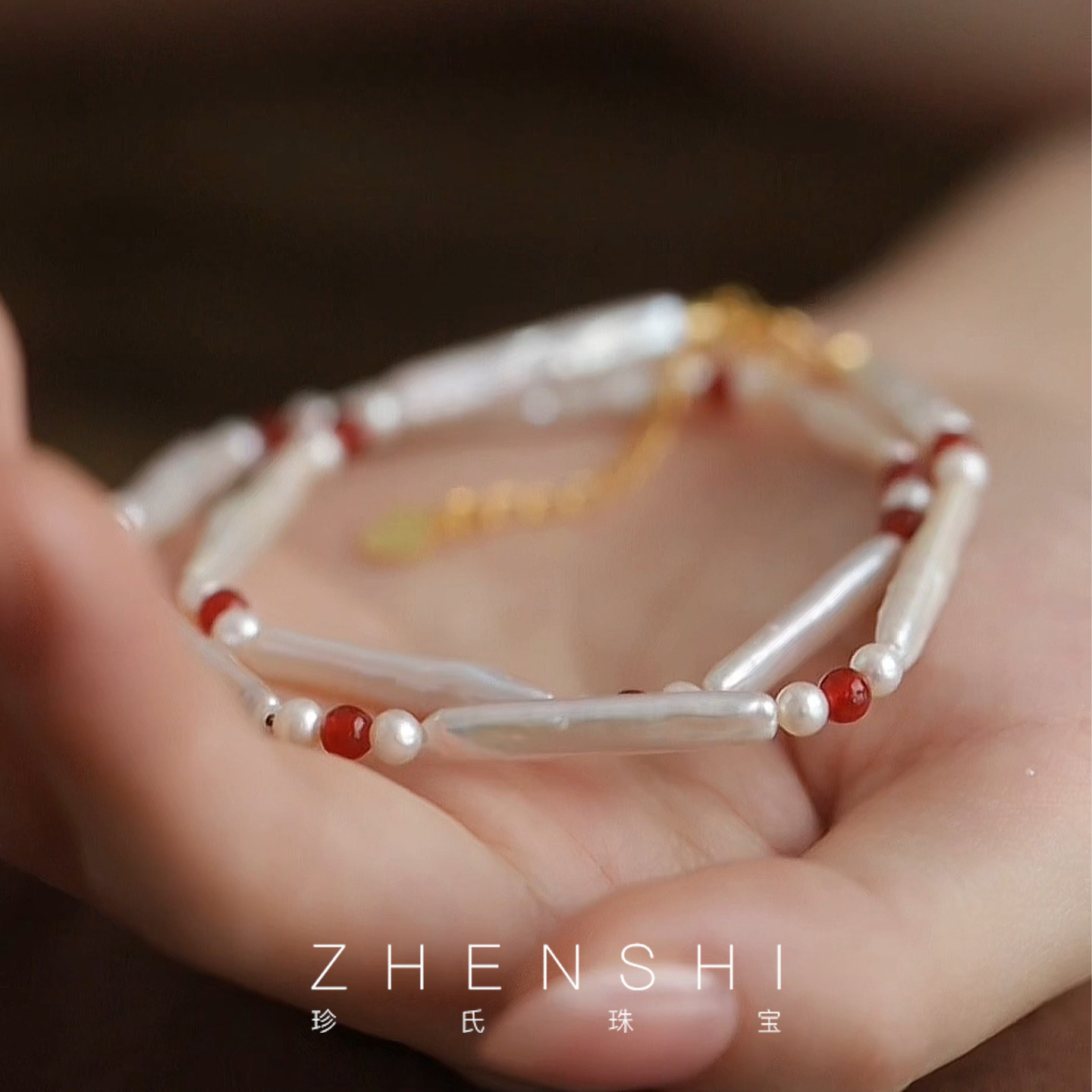 【婉音】天然淡水巴洛克珍珠项链女款 新中式复古玛瑙颈链锁骨链