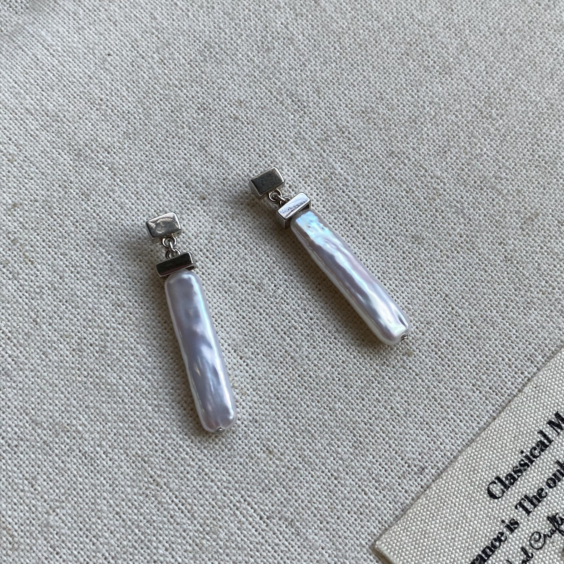 【扁舟】天然淡水珍珠耳钉女款 异形巴洛克时尚精致长款耳环耳饰