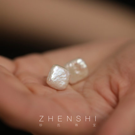 【方糖】天然淡水巴洛克珍珠耳钉女 方形时尚轻奢气质高级感耳饰