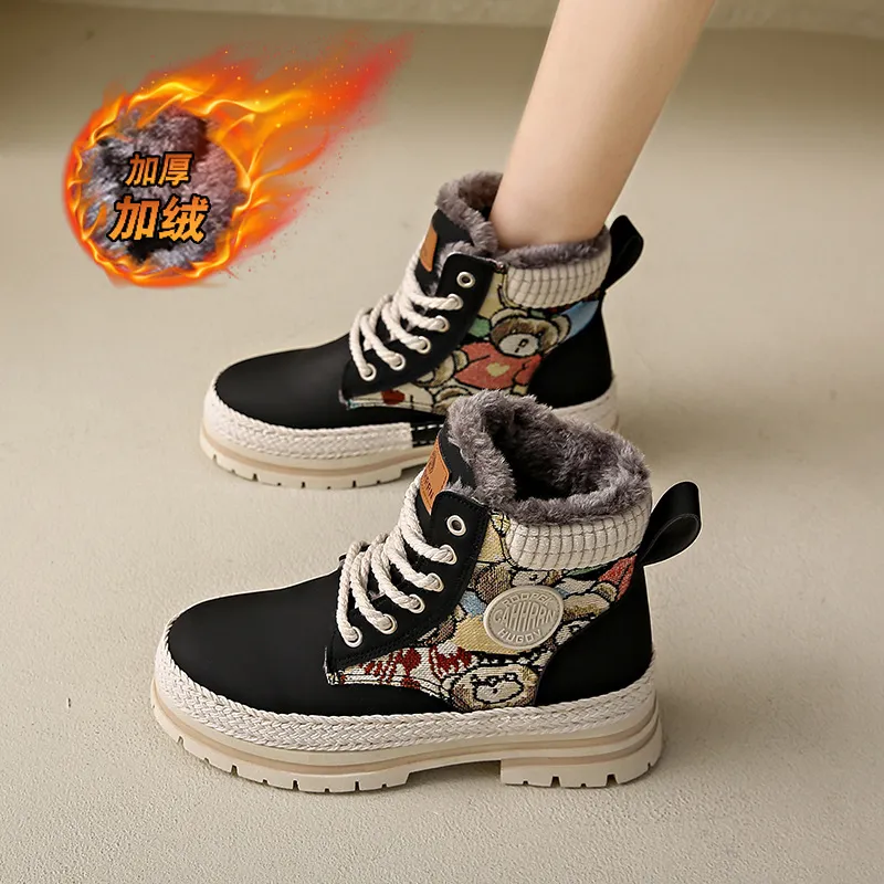 马丁靴女秋冬季英伦风显脚小中筒靴子潮流短靴加绒棉鞋子工装增高