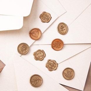 彩色火漆印章贴信封请柬喜帖封口贴浮雕3D立体圆形贴纸礼品装饰