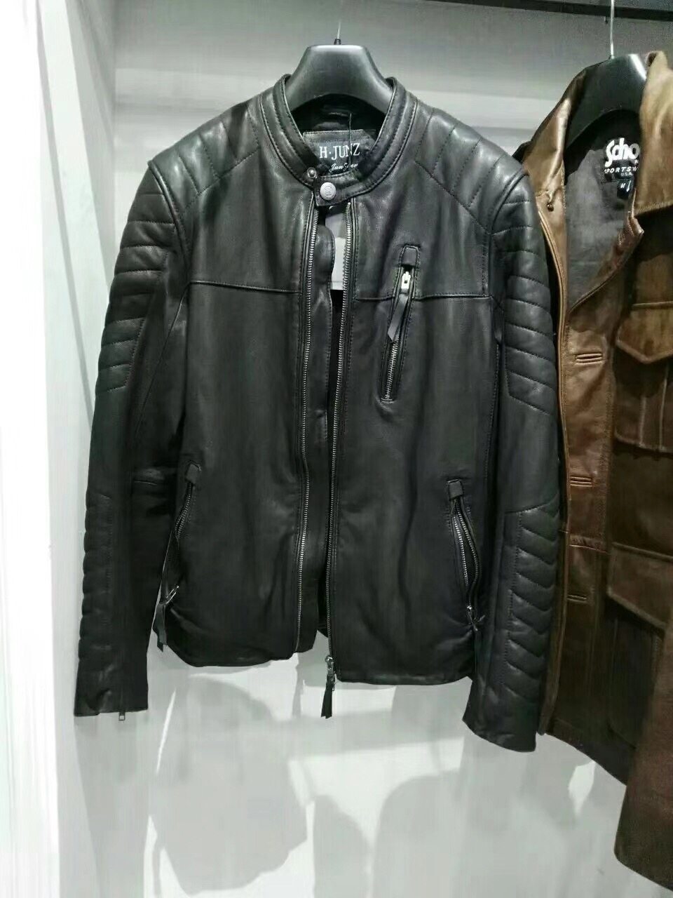 【小码特价】秋冬朋克风哈雷机车立领皮夹克外套真皮羊皮皮衣男士