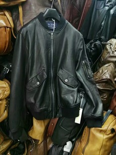 秋冬新款 外贸真皮棒球服绵羊皮皮衣潮皮夹克外套男士 大码 帅气短款