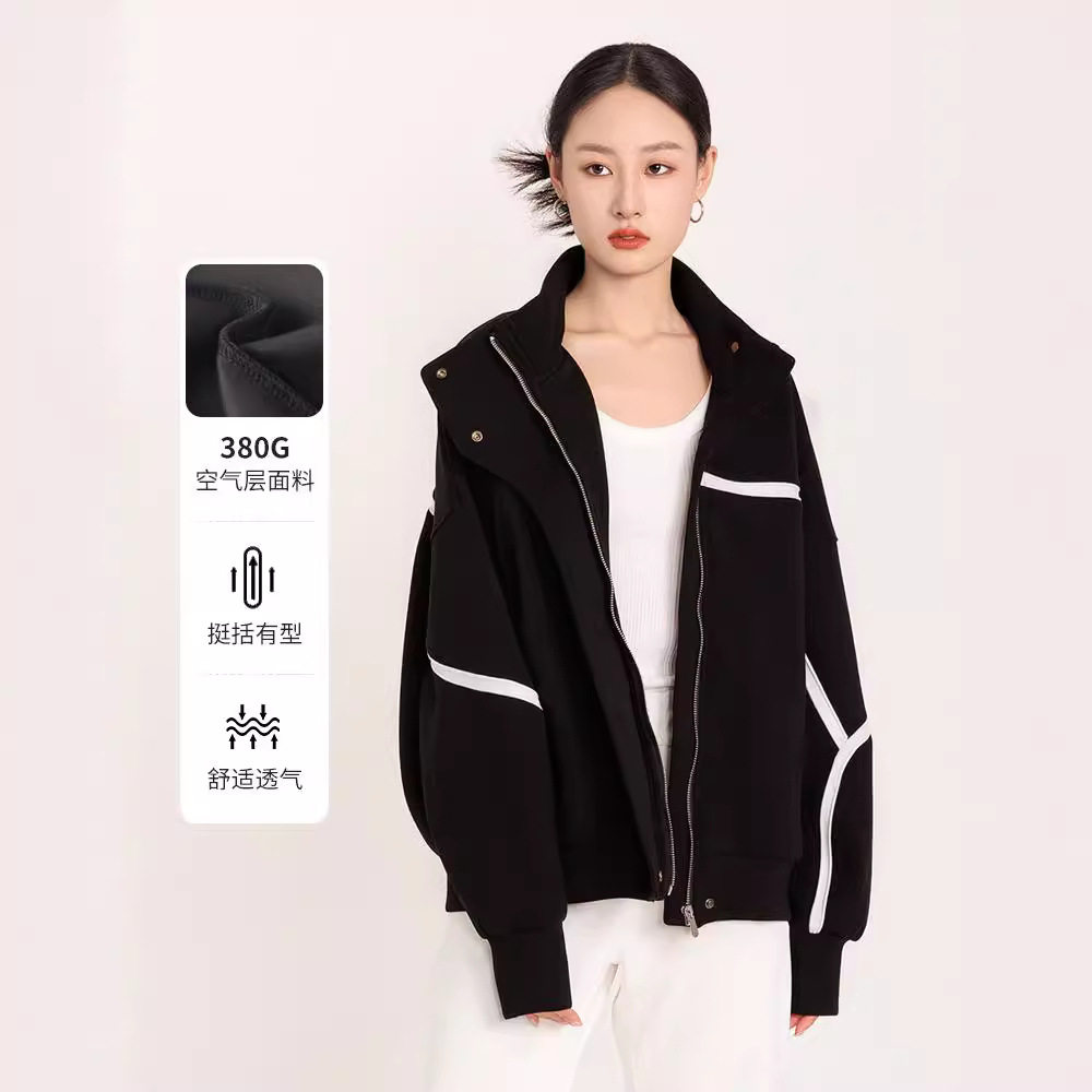 卫衣女秋冬新款空气层开衫上衣大码女装休闲运动宽松高级感外套